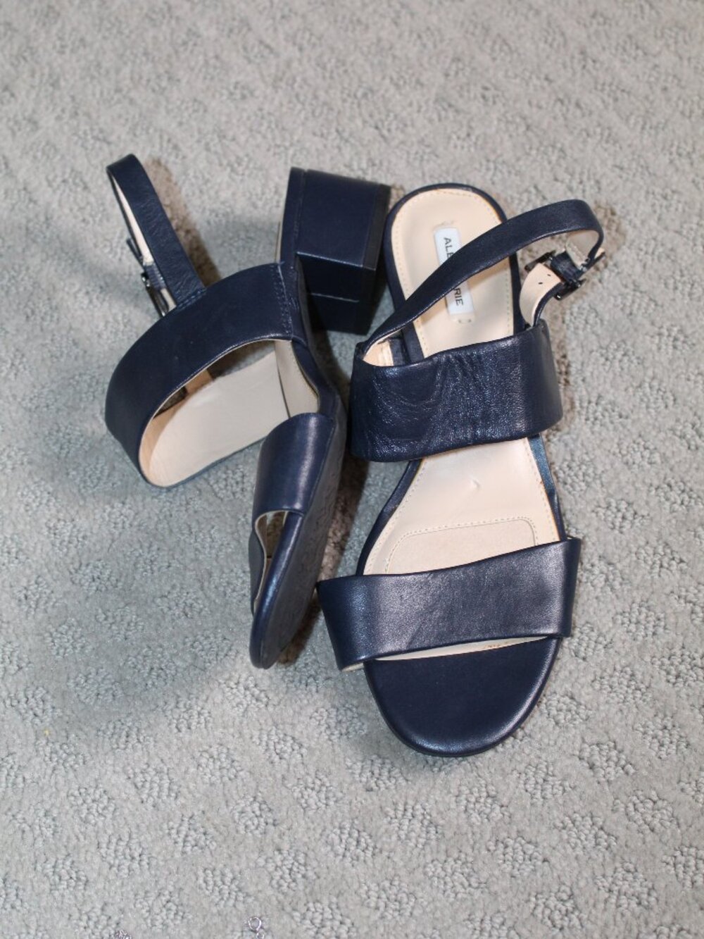 Alex Marie Size 7.5 Navy Blue Strappy 2" Heels